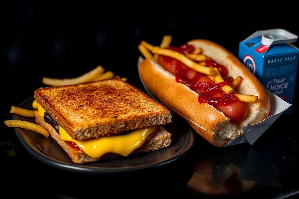Grilled cheese, hot dog, fresh cut fries and a drink for the birthday meal